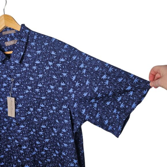 DANIEL CREMIEUX Casual Shirt Short Sleeve Button Up Men's XL Blue Hemp Plants - Picture 3 of 8